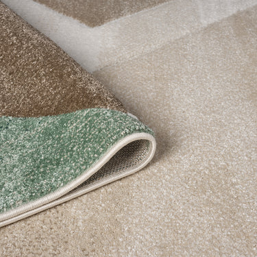 Orbit Skadi 3D Beige Green Abstract Geometric Textured Hallway Runner Rug