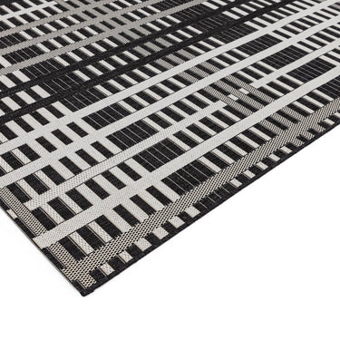 Asiatic London Patio PAT22 Grid Garden Living Black Indoor Outdoor Polypropylene Geometric Flatweave Rug