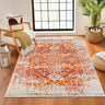 Harput HAP1019 Abstract Orange Area Washable Jute Cotton Polypropylene Rug - Rectangle 80 x 150 cm