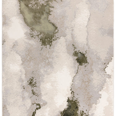 Asiatic London Stellar ST04 Painterly Marbled Green Natural Polypropylene Abstract Textured Rug