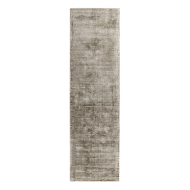 Blade Plain Silky Hand Woven Viscose Soft Shiny Rug Runner in Moleskin