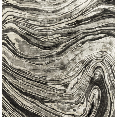 Katherine Carnaby Tuscany Silk Marquina Marble Rug Premium Hand Woven Luxury Abstract Shiny Monochrome Rug