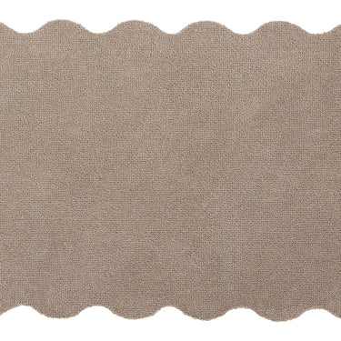 My Mat Soft Washable Bathroom Non Slip Oval, Scallop and Curve Shaped Soft Shag Rug in Beige
