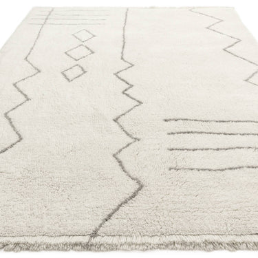 Asiatic London Azera Tribal Tufted Cream White Washable Wool Shaggy Berber Rug