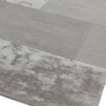 Asiatic London Tate Blocks Silver Grey Hand-Carved Wool Viscose Geometric Rug