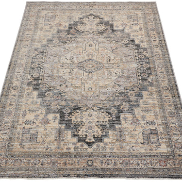 Legacy LEG01 Traditional Oriental Medallion Bordered Classic Rug in Charcoal  Cream