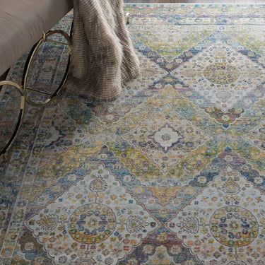 Nourison Ankara Vintage Antique Traditional ANR07 Rug Runner Round in Blue Green