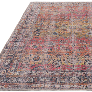 Kaya Tara KY13 Traditional Classic Persian Floral Flatweave Washable Rug in Red Yellow Multi