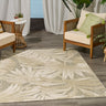 Nourison Aloha ALH43 Ivory Sage Green Indoor Outdoor Polypropylene Floral Textured Rug - Medium 107x168 cm (3'6"x5'6")