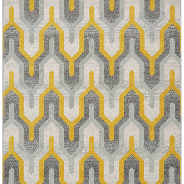Nova NV14 Geo Geometric Modern Pattern Rug in Yellow Grey