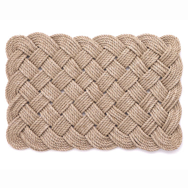 Outdoor Lovers Knot Beige Rope Doormat Entrance Mat, Reversible Door Mat in 45 x 75 cm