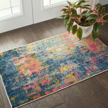 Celestial CES09 Modern Abstract Pictorial Blue Yellow Rug by Nourison