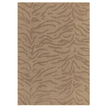 Asiatic London Tigra Wild Safari Animal Pattern Mocha Hand-Woven Hand-Carved Wool Cotton Rug