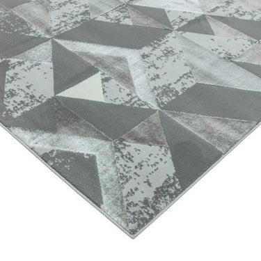 Orion Flag Modern Geometric Metallic Rug in Silver, Pink and Grey