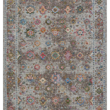 Soujorn Knoll Modern Traditional Bordered Vintage Floral Rug, Runner in Multi Coloured