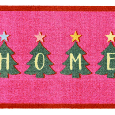 My Mat Nylon Indoor Washable My Bright Pink Red Christmas Home Trees Non Slip Entrance Rug in 50x75 cm