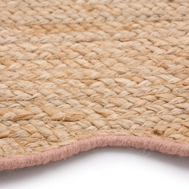 Origins Jute Natural Hand Made Stitched Scalloped Edge Peach Rug or Hallway Runner