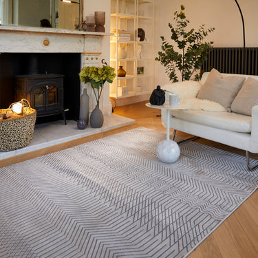 Origins Mamara Geometric Stripes Linear Modern Abstract Rug in Multi