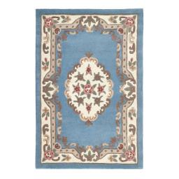 Aubusson Origins Shensi Traditional Wool Round, Hallway, Halfmoon Rug in Blue