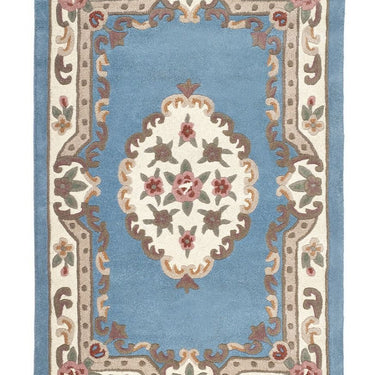 Aubusson Origins Shensi Traditional Wool Round, Hallway, Halfmoon Rug in Blue