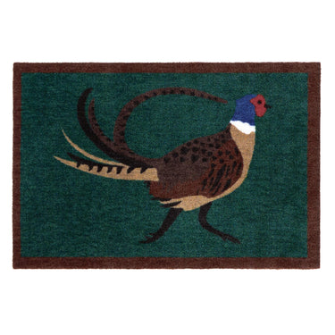 My Pattern Pheasant Green Washable Non-Slip Doormat