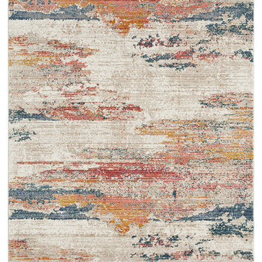 Delta Sigma Cream Terracotta Orange Cotton Abstract Modern Rug