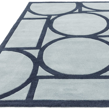 Asiatic London Metro Retro Tufted Blue Wool Geometric Modern Rug