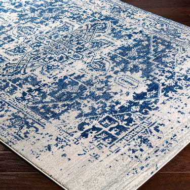 Harput HAP1021 Abstract Vintage Navy Blue Area Washable Jute Cotton Polypropylene Rug