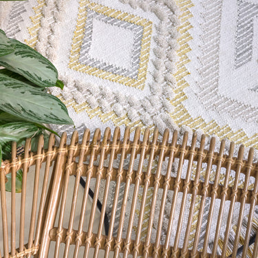 Carlton Hand Woven Geometric Indoor Outdoor Rugs with Tassels in Pink, Mustard and Grey