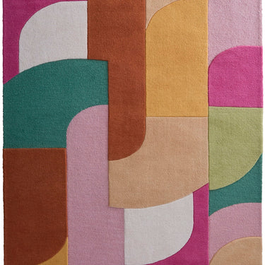 Origins Retro Deco Tufted Multicolour Wool Rug