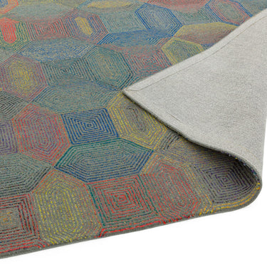 Asiatic London Camden Tufted Kaleidescope Grey Multi Coloured Wool Viscose Geometric Textured Rug