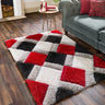 Origins 3D Geo Silky Diamond Red Hand-Carved Shaggy Geometric Rug - X-Small 60x110 cm (2'x3'7")