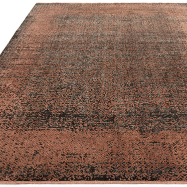 Elodie Contemporary Rug Modern Luxurious Soft Silky Metallic Shine Abstract Rug in Terracotta Black