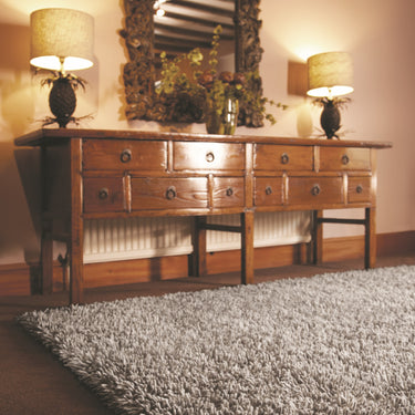 Imperial Luxury Shaggy Rug Guru Modern Hand Woven Wool Rug in Dove Grey - Medium 120x170 cm (4'x5'6")