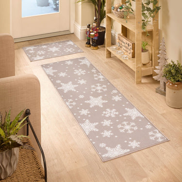 Floormatters Natural Snowflake Mat & Runner Set in Beige