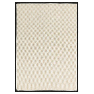 Korra Double Loop Charcoal Cream Wool & Jute Rug with Cotton Border