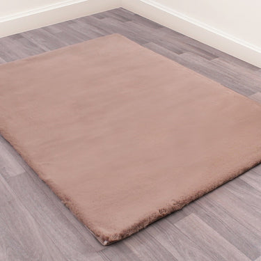 URCO Luxe Faux Fur Super Beige Shaggy Textured Plain Rug