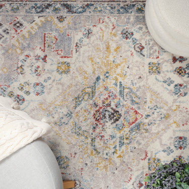 Ankara AKR2301 Antique Grey Multi Coloured Area Polypropylene Oriental Traditional Vintage Rug