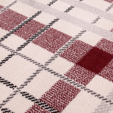 Tartan Check Pattern Rug Hallway Runner in Cream Red, Grey Ochre