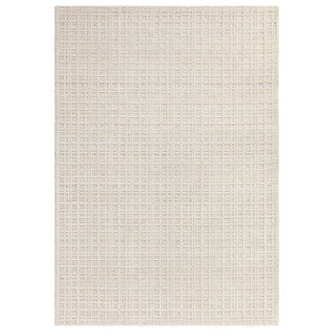 Thatch Cream Hand Woven Wool Rug Checked Pattern Neutral Undyed Wool Blend in Ecru