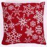 Christmas Snowflakes Red Washable Cotton Soft Cushion 45x45 cm