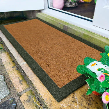 My Printed Coir Border Green Indoor Outdoor Non-Slip Bordered Doormat - Runner 55x125 cm