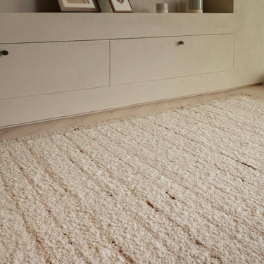 Napa Ladder Hand Woven Bordered Stripe Wool Reversible Rug in Beige Natural