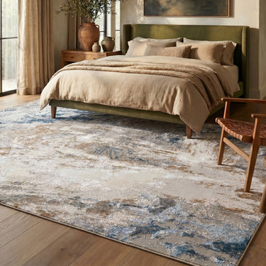 Santa Monica SMC101 Art Pictorial Grey Blue Abstract Modern Soft Rug