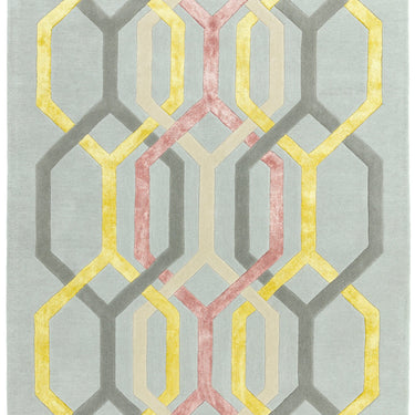 Asiatic London Matrix Hexagon MAX67 Tufted Silver Wool Viscose Geometric Textured Rug 160x230 cm