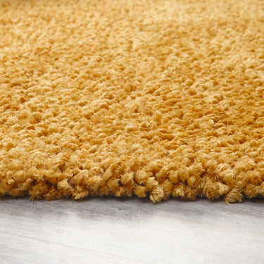 Origins Portland High Pile Super Fluffy Ochre Yellow Shaggy Modern Plain Rug