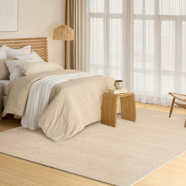 Pebble Soft Ivory Taupe By Handmade Wool Textured Flatweave Rug