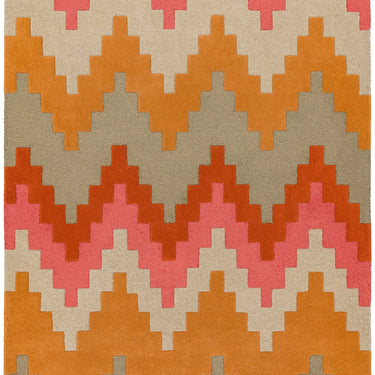 Asiatic London Matrix Cuzzo Sienna Tufted Orange Pink Beige Wool Geometric Textured Rug