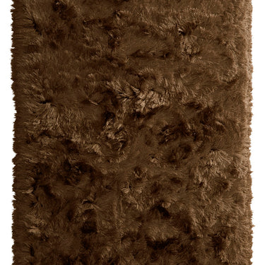 Origins Glamour Deluxe Tufted High Pile Silky Mocha Brown Cotton Shaggy Textured Rug
