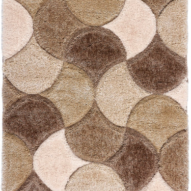 Origins 3D Scallop Silky Sand Neutral Jute Shaggy Geometric Rug
